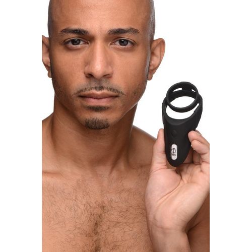 Vibrating Taint Stim Cock Ring - Zwart