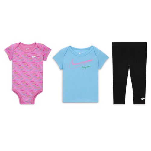 Nike Swoosh Logo 3-delige rompertjesset voor baby's (0-9 maanden) - Zwart