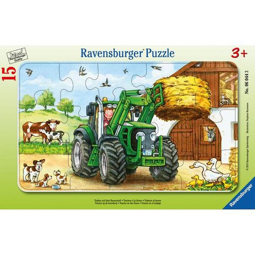 Ravensburger Kinderpuzzle - 06044 Traktor auf dem Bauernhof - Rahmenpuzzle für Kinder ab 3 Jahren, mit 15 Teilen