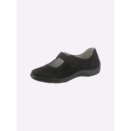 Ballerina WALDLÄUFER, Damen, Gr. 4,5, schwarz, Nubukleder, sportlich, Schuhe