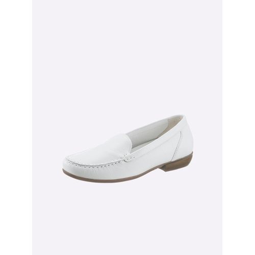 Slipper WALDLÄUFER, Damen, Gr. 6,5, weiß, Glattleder, Basic, Schuhe
