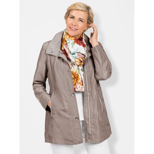 Langjacke CLASSIC BASICS, Damen, Gr. 38, grau (taupe), 100% Polyester, Schal:100% Polyester, unifarben, Langarm, Jacken