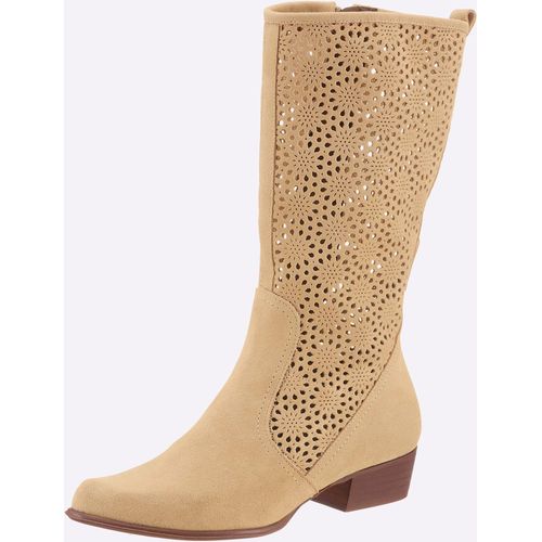 Stiefel HEINE Gr. 40, beige (sand) Damen Schuhe Cowboystiefel Sommerstiefel Reißverschlussstiefel