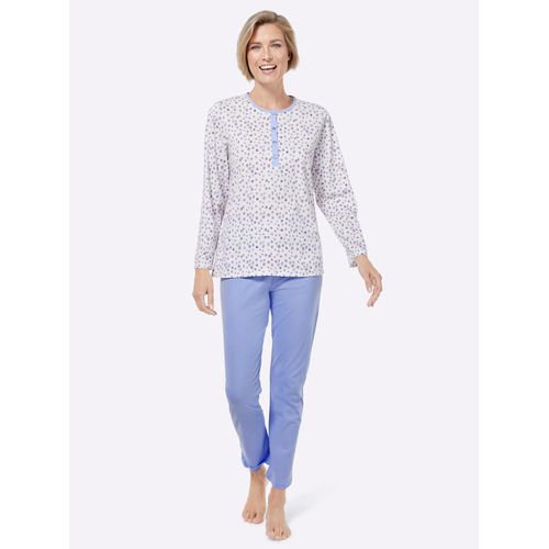 Schlafanzug ASCAFA, Damen, Gr. 36/38, lila (lila, bedruckt), 100% Baumwolle, Homewear-Sets