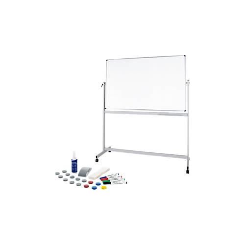 Mobiles Whiteboard Maul MAULstandard, 1000 x 1500 mm, 2-seitig, drehbar + Whiteboard Zubehörset, 31-teilg