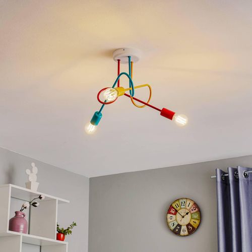 HELAM Oxford 3-bulb ceiling lamp orange/red/turquoise