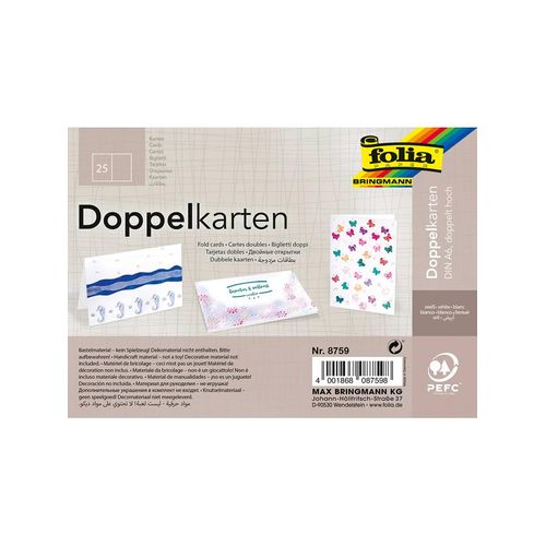 Folia Doppelkarten in Weiß - 25 Blatt - DIN A6