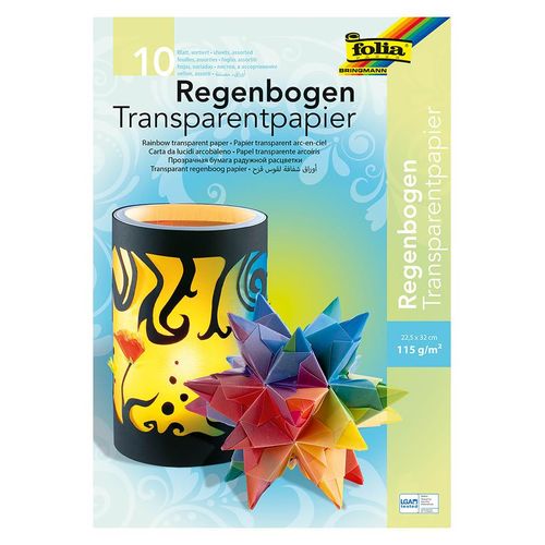 Folia Regenbogentransparentpapier in Bunt - 10 Blatt - (L)32 x (B)23 cm