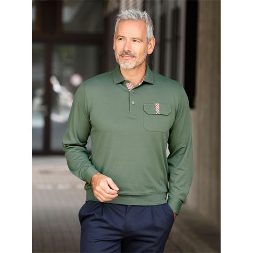Poloshirt HAJO "Langarm-Poloshirt" Gr. 60/62, grün (moos) Herren Shirts Langarm