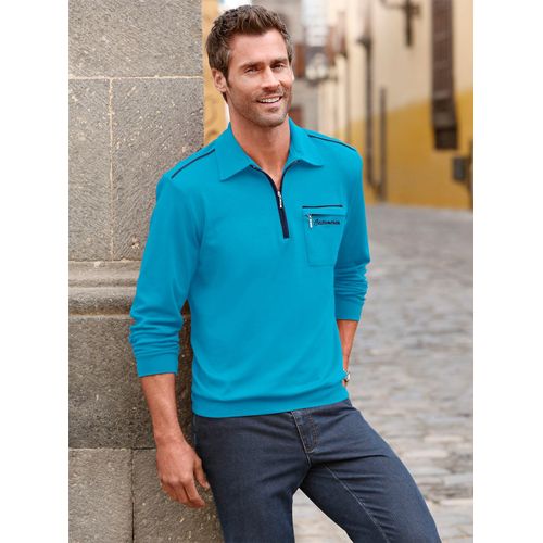 Poloshirt "Langarm-Poloshirt" Gr. 52/54, blau (türkis) Herren Shirts Langarm
