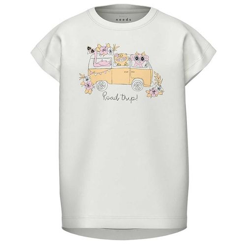 name it - T-Shirt NMFVIOLET ROAD in bright white, Gr.122/128