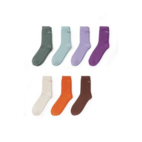 C&A Set van 7 paar-sokken met motief-dagen van de week, Groen, Maat: 35-38
