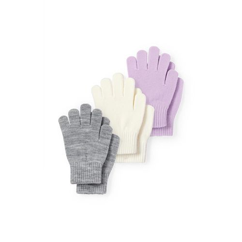 C&A Set van 3 paar-handschoenen, Paars, Maat: 104-122