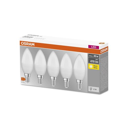 OSRAM Base Classic B LED-Kerzenlampe E14 4,9W 5er