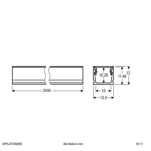 EVN APFLAT7 Alu-Profil 200cm, U-Profil, aluminium