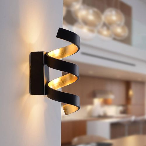 LED-Wandleuchte Helix, schwarz-gold, 26 cm