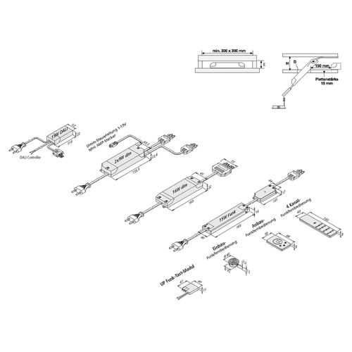 Trafo LED 350 mA / 16 W mit 3fach-Verteiler