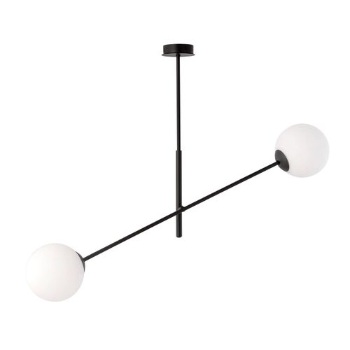 Deckenlampe Linear, schwarz/opal, zweiflammig