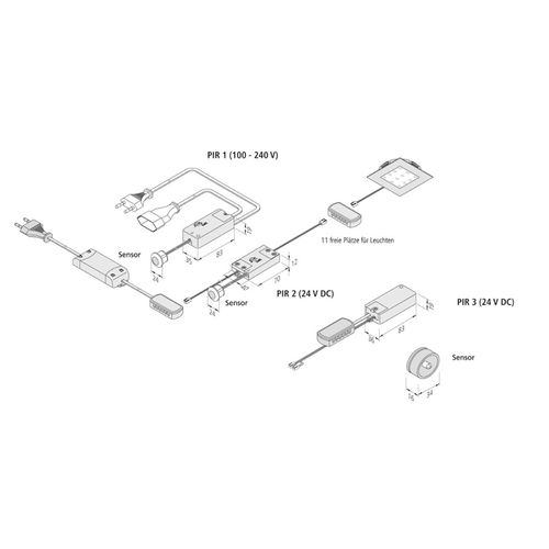 Bewegungsmelder PIR zum Einbau mit Stecker 230 V