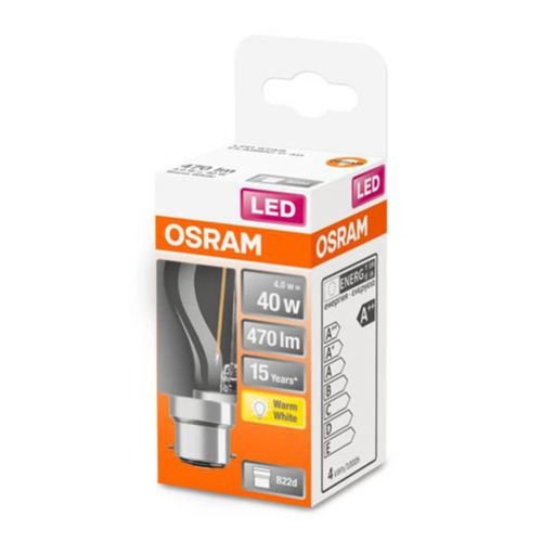 OSRAM LED-Tropfenlampe B22d 4W 2.700K klar