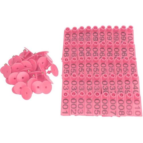 100 Sets nummerierte Rinderohrmarken rosa