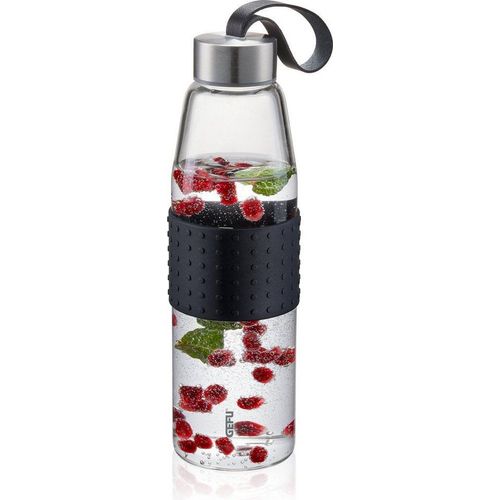 GEFU Trinkflasche OLIMPIO, ideal für kohlensäurehaltige Getränke, schwarz|weiß