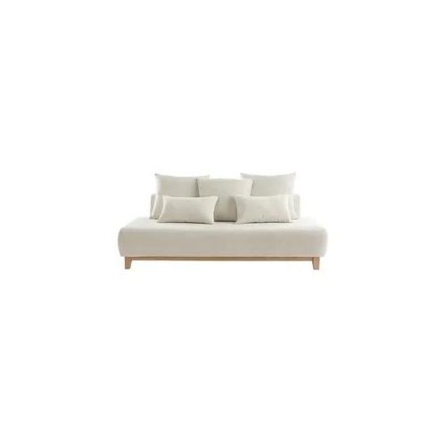 Sofa aus beigem Stoff mit Samteffekt und hellem Holz 3-Sitzer B200 cm ODEON