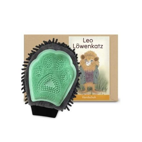 LEO LÖWENKATZ Fellpflegehandschuh 2 in 1: Als Katzenbürste für Katzenhaare und die Fellpflege und als Handschuh für die Massage von Katzen