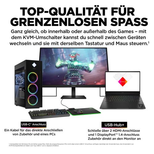 F (A bis G) HP Gaming-Monitor "OMEN 27k (HSD-0162-A)" Monitore schwarz