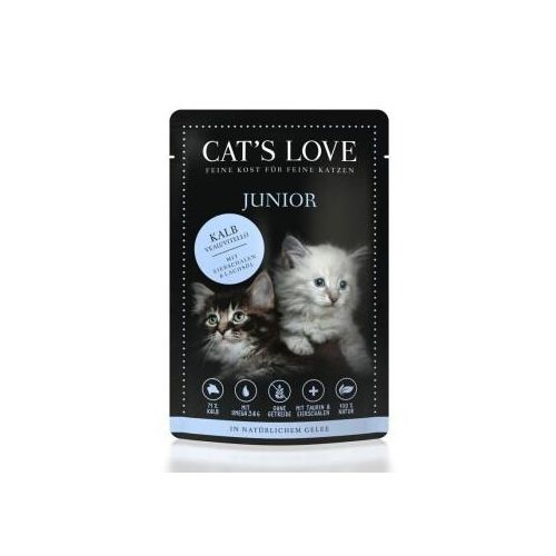 CAT'S LOVE Katzenfutter Katze Junior in Gelee Kalb mit Eierschalen & Lachsöl 12x85 g