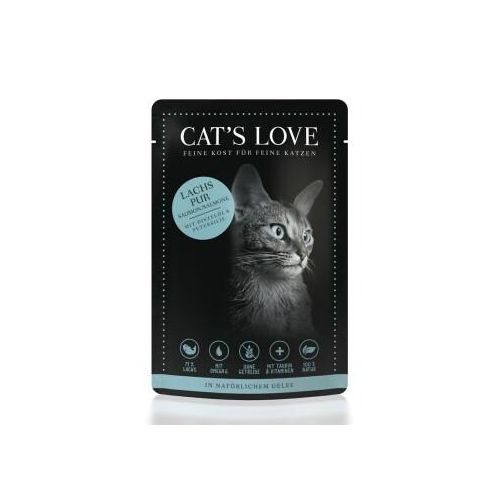 CAT'S LOVE Nassfutter Katze Adult in Gelee Classic Lachs pur mit Distelöl & Petersilie 12x85 g