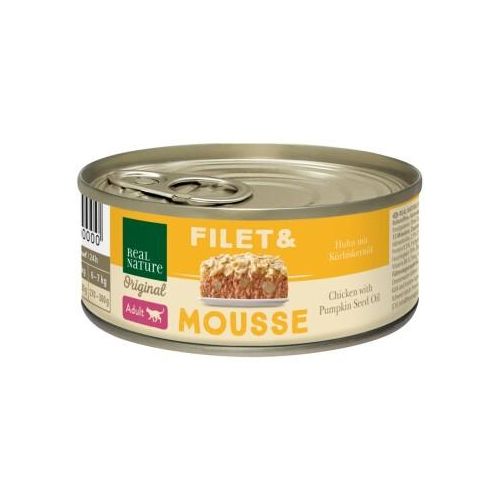 REAL NATURE Filet & Mousse Adult Huhn mit Kürbiskernöl 24x85 g