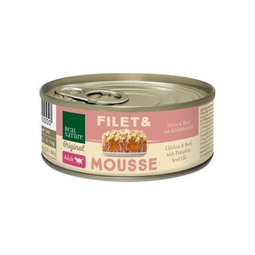 REAL NATURE Filet & Mousse Adult Huhn & Rind mit Kürbiskernöl 12x85 g