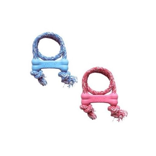 KONG Puppy Goodie Bone mit Seil XS blau/rosa