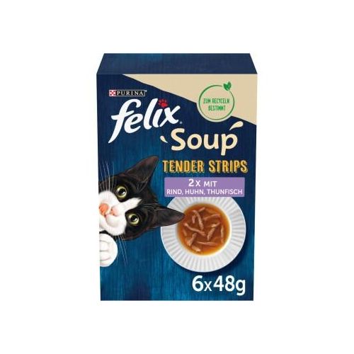Felix Soup Tender Strips Suppe 6x48g Rind, Huhn, Thunfisch