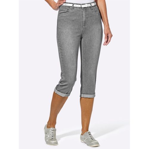 Caprijeans CASUAL LOOKS, Damen, Gr. 36, Normalgrößen, grau (grau denim), 81% Baumwolle, 17% Polyester, 2% Elasthan, unifarben, knielang, Jeans