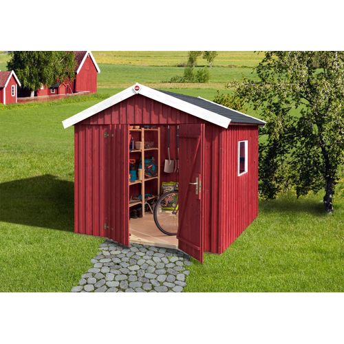 Gartenhaus WEKA "Schwedenhaus", weiß (schwedenrot, weiß), ohne Dacheindeckung, Massivholz, Gartenhäuser, Gartenhaus