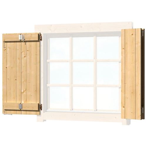 Fensterladen LASITA MAJA, beige (natur), B:88cm H:88cm T:3cm, Massivholz, Fensterläden