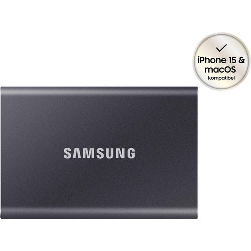 Samsung T7 SSD-Festplatte (2 TB) 1050 MB/S Lesegeschwindigkeit, 1000 MB/S Schreibgeschwindigkeit, grau