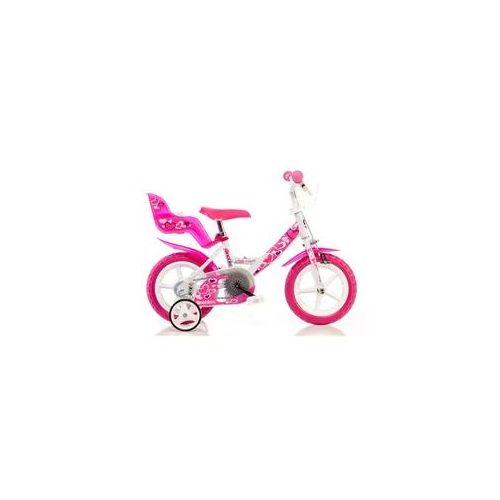 Kinderfahrrad DINO "Mädchenfahrrad 12 Zoll" Fahrräder Gr. 22cm, 12 Zoll (30,48cm), rosa Kinder mit Stützrädern, Korb und Puppensitz