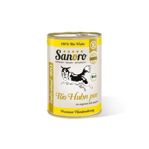 Sanoro Pures Fleisch vom BIO-Huhn mit 5 % Leber 12x400g