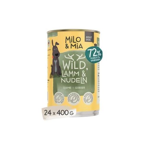 Milo & Mia Wild, Lamm & Nudeln 24x400 g