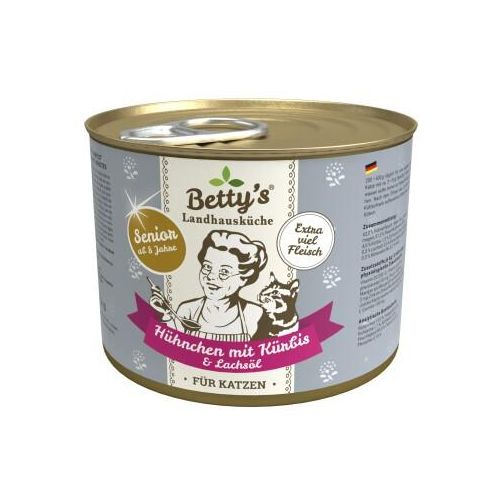 Betty's Landhausküche SENIOR Hühnchen mit Kürbis & Lachsöl 6x 200g für Katze