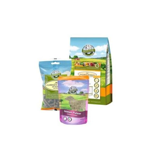 Bellfor Purinarm Set - Naturgut-Schmaus 4 kg + Immun Pulver 80g + Landgut-Happen 200g