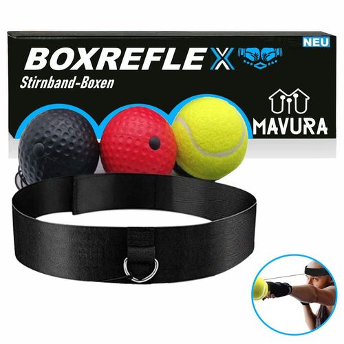 MAVURA Spielball BOXREFLEX Box Reflexball Stirnband Ball Boxen Reaktionsball 3 Bälle