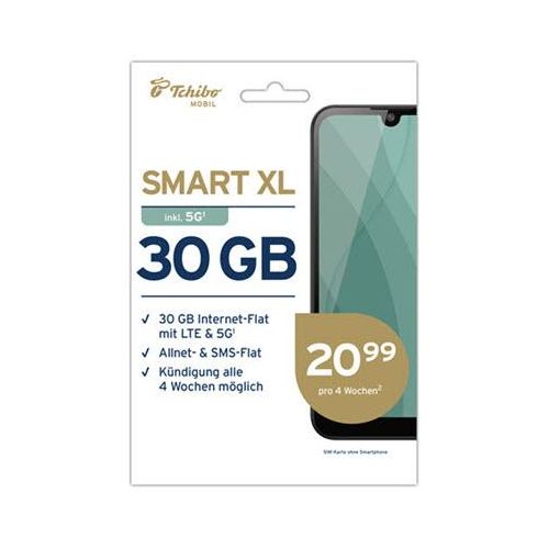 Tchibo Smart XL mit 30 GB für 20,99 € pro 4 Wochen