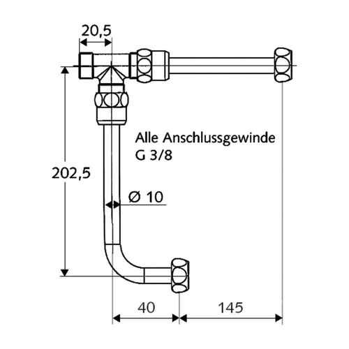 Schell Verrohrungsset für Eckventil Thermostat G 3/8", Chrom 041090699