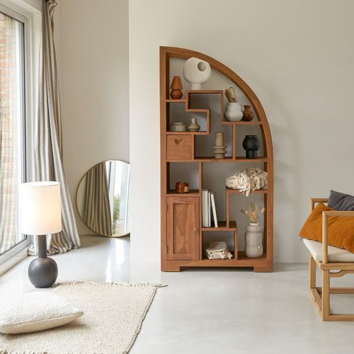 Regal Bücherregal aus Teak Teakholz Holz massiv Natur Bogen neu Tikamoon