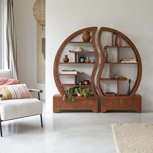 Regal aus Teak Ying Yang mit Schubladen Fächer Bücherregal Wandregal massiv neu