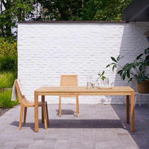 Gartentisch Outdoortisch Teaktisch 180cm Gartengarnitur Terrasse Lattenoptik